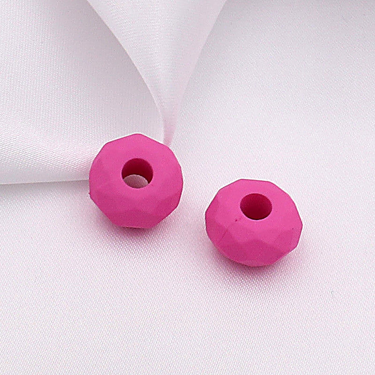 Acrylic Faceted Spacer Beads 14mm Rubberized Finish 40pcs - Rose red