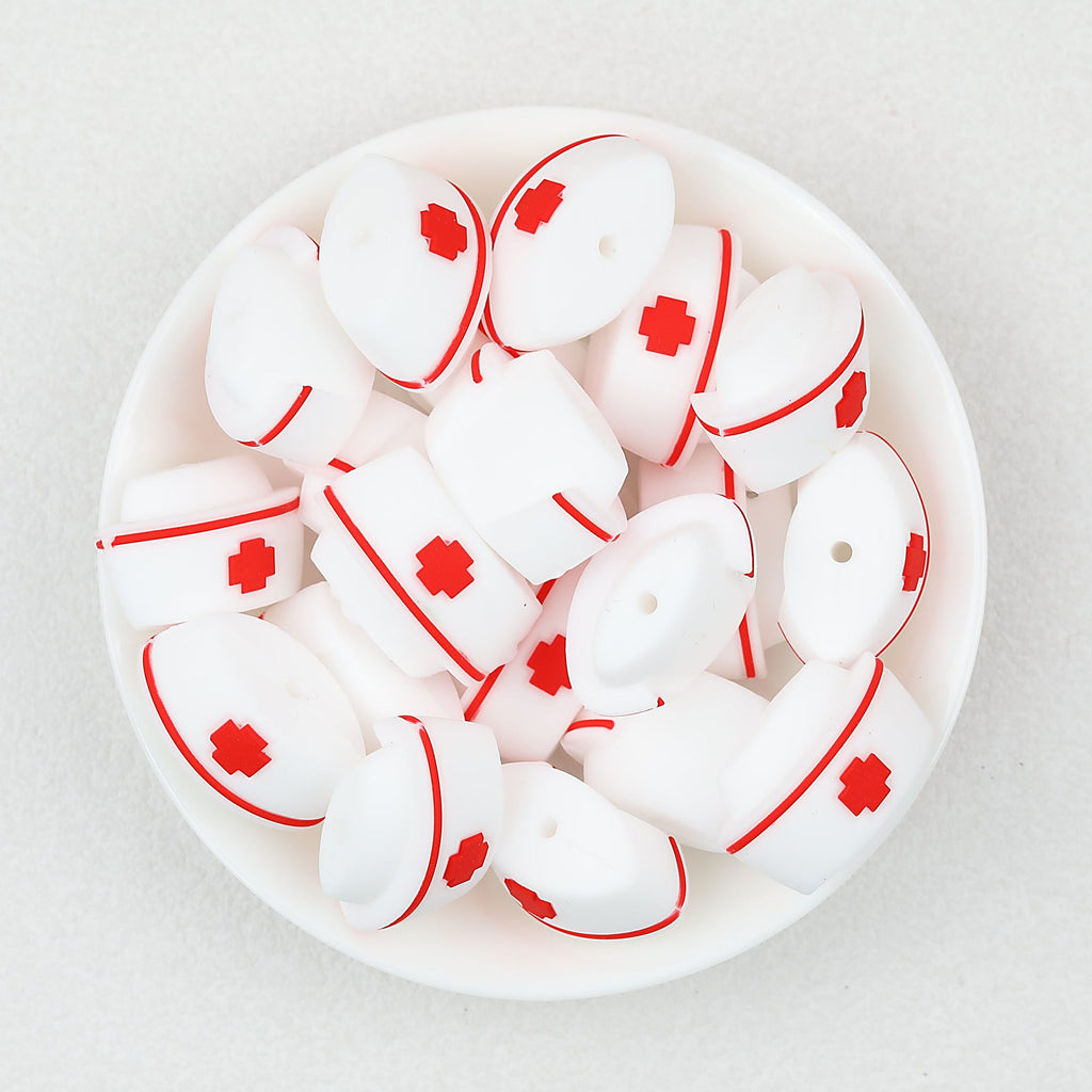 3D Colorful 3D Nurse Cap Silicone Focal Beads 20 Pcs