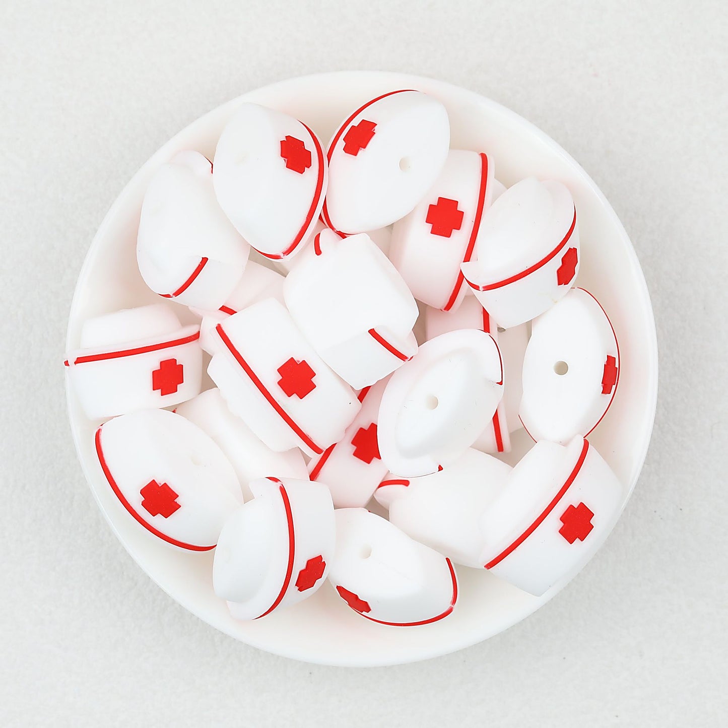 3D Colorful 3D Nurse Cap Silicone Focal Beads 20 Pcs