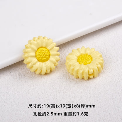 Sunflower Resin Beads 19mm Round Flower Shape 20pcs 14