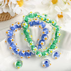 Dopamine-Themed Flower Glass Beads 14mm 10pcs 2