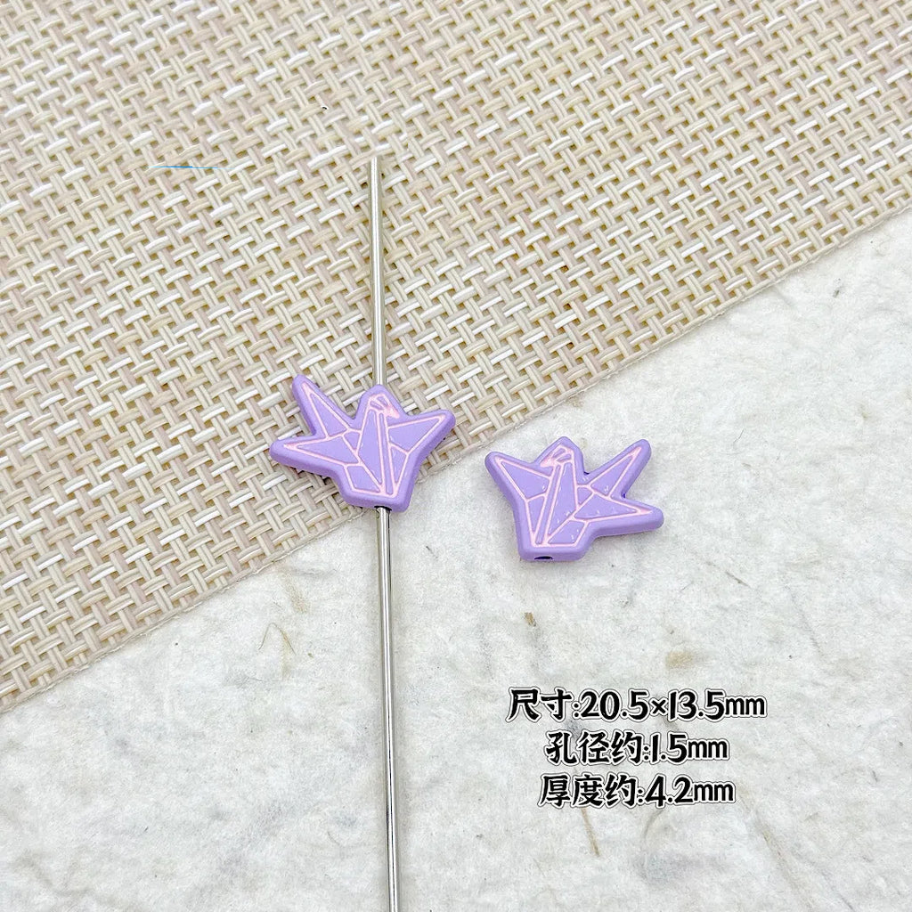 Folded Paper Crane Metal Beads 20mm Spray Painted Colorful Alloy 8