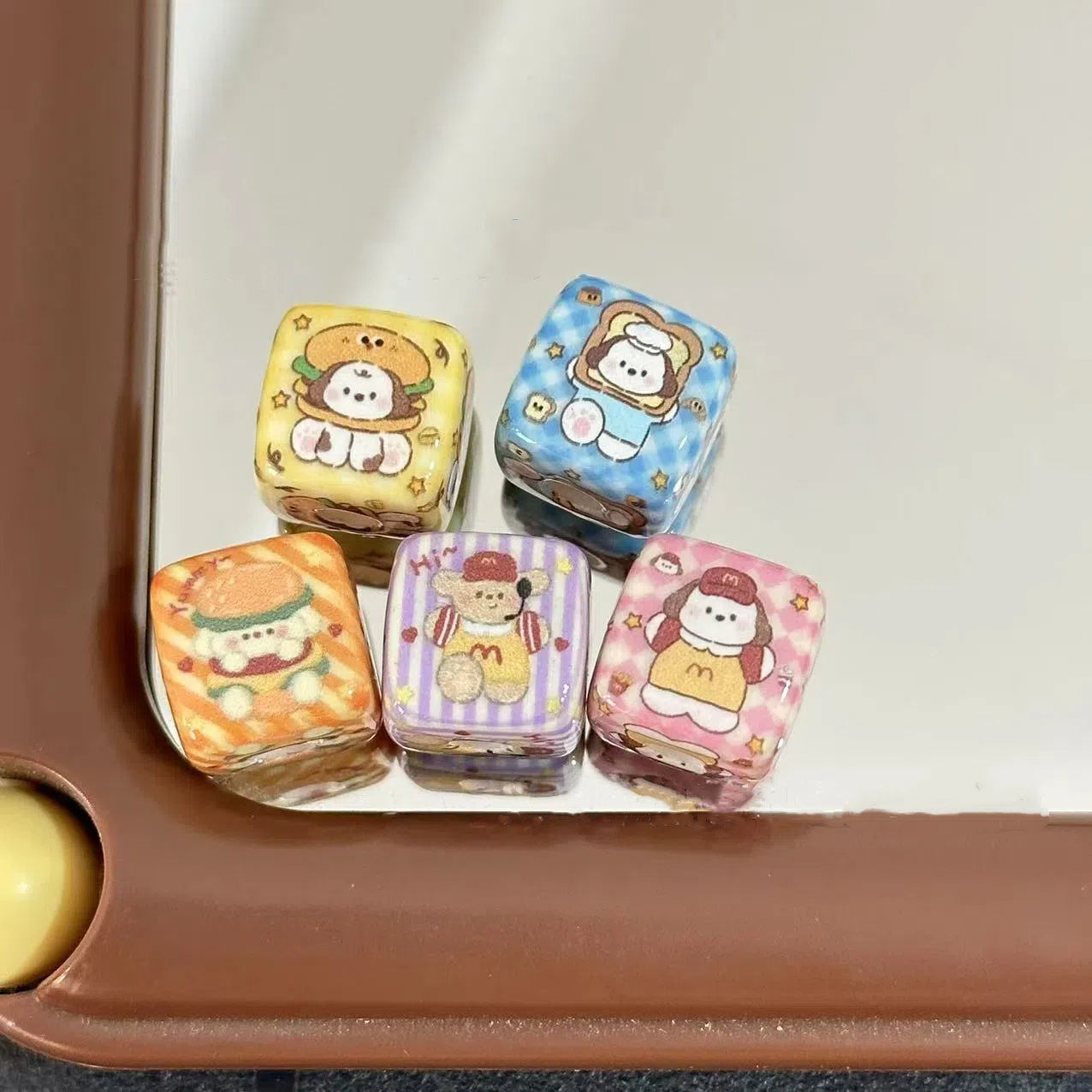 Square Acrylic Beads 14mm McDonald's Puppy Series Colorful 10pcs