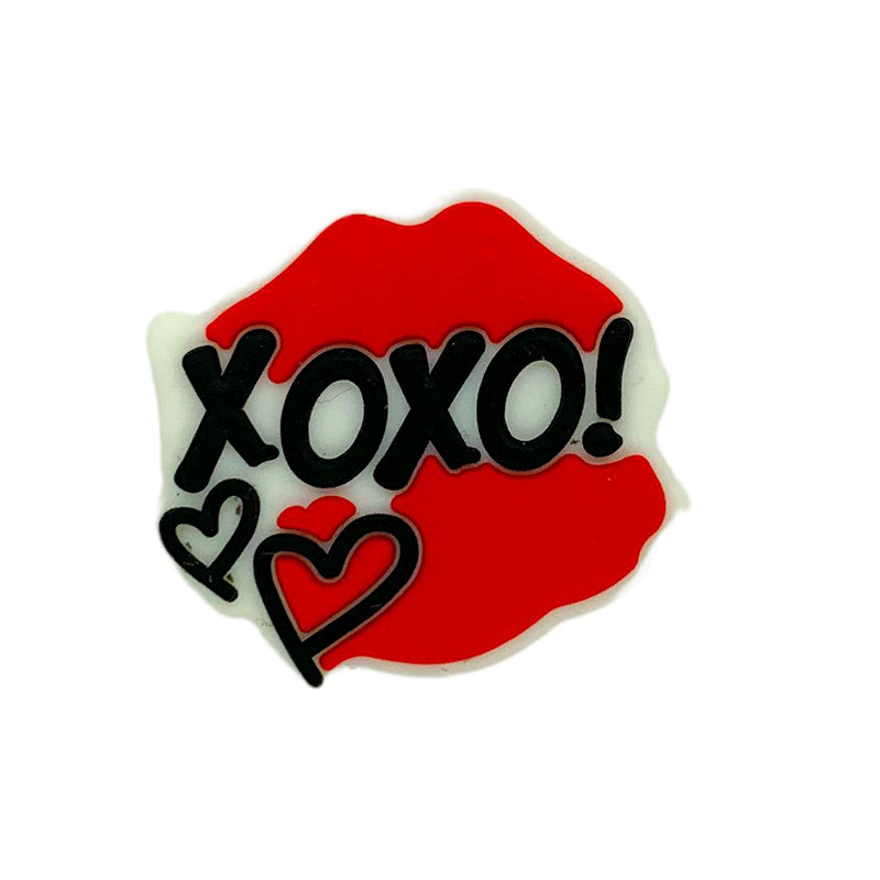 Silicone Focal Beads Valentine XoXo Lips with Text 20pcs