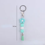 Flower Silicone Bead Keychain Colorful Floral Tassel Charm 5