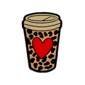 Silicone Focal Beads Love Milk Tea Cup Bold Red Heart Leopard Print 20pcs