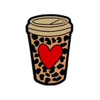 Silicone Focal Beads Love Milk Tea Cup Bold Red Heart Leopard Print 20pcs