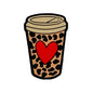 Silicone Focal Beads Love Milk Tea Cup Bold Red Heart Leopard Print 20pcs