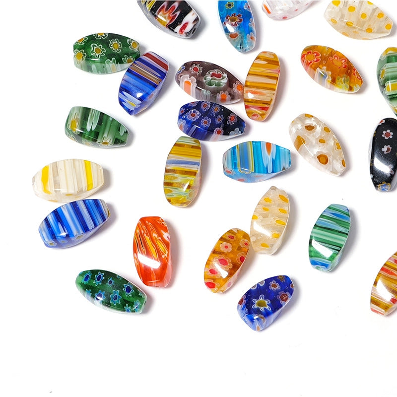 Millefiori Irregular Shaped Glass Beads 17mm Vivid Floral Pattern 10pcs 2
