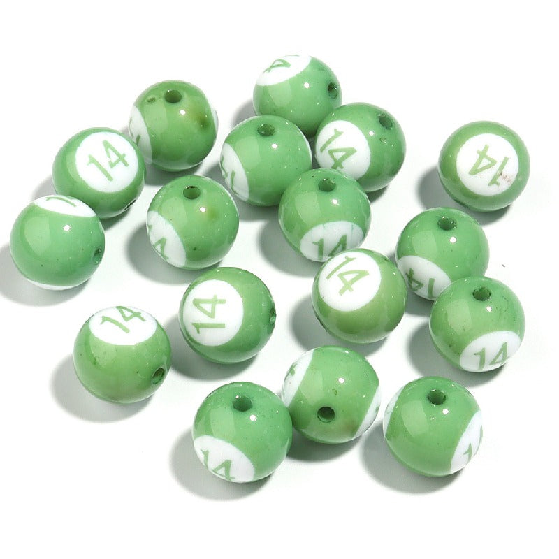 Colored Billiard Ball Round Acrylic Beads 16mm Glossy 10pcs 18