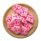 Silicone Focal Beads Valentines Day Heart House Pink Lattice Design 20pcs 2