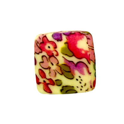 13.5mm Square Silicone Beads Printed Designs Mix 50pcs 15