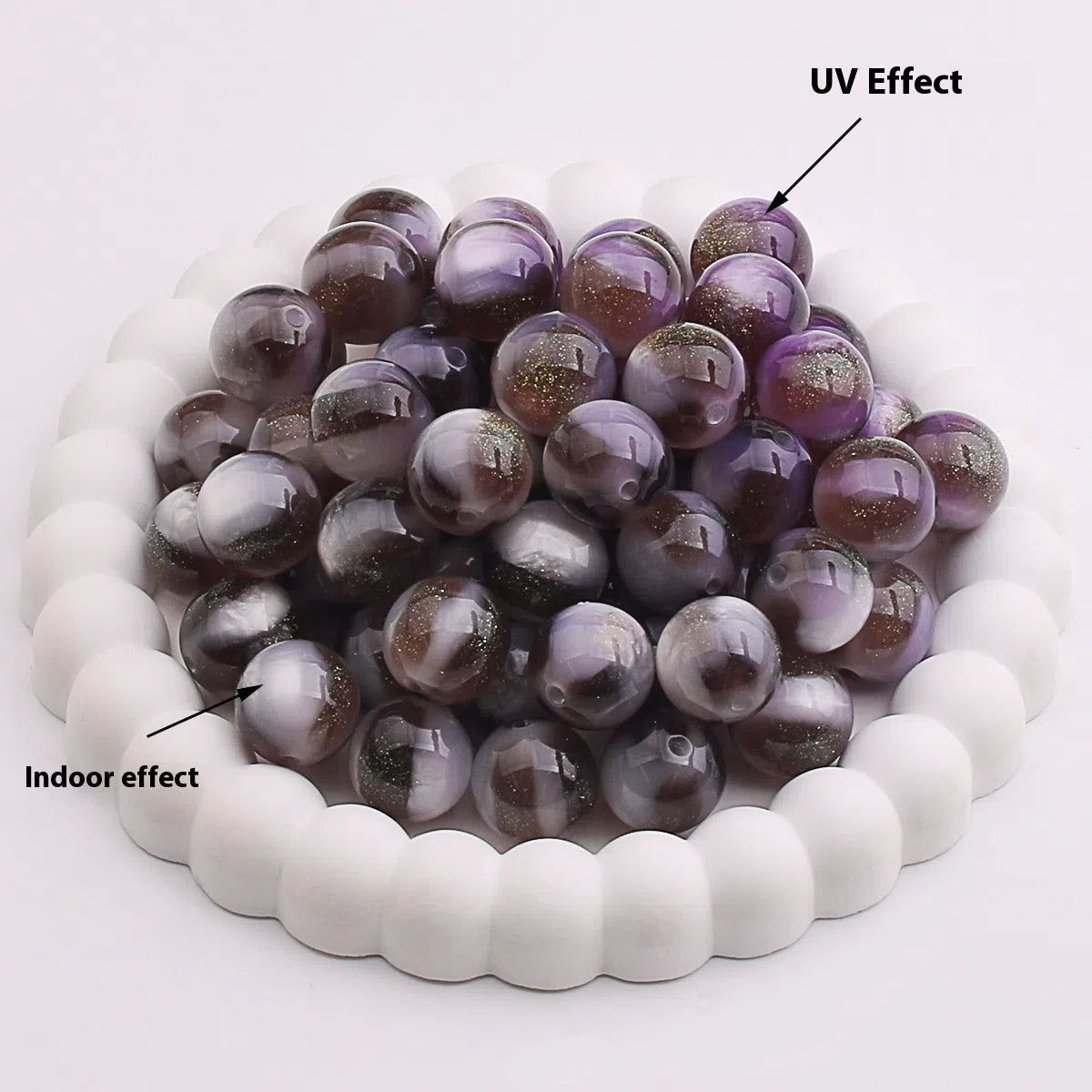 Color Changing Glitter Resin Beads 10/16mm Sparkle Mixed 10pcs 11