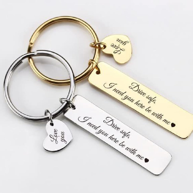 Alloy Drive Safe Couple Keychain Stainless Steel Gold Silver