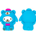 Silicone 3D Focal Beads Blue Bear Wearing Pink Bow Hat