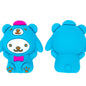 Silicone 3D Focal Beads Blue Bear Wearing Pink Bow Hat