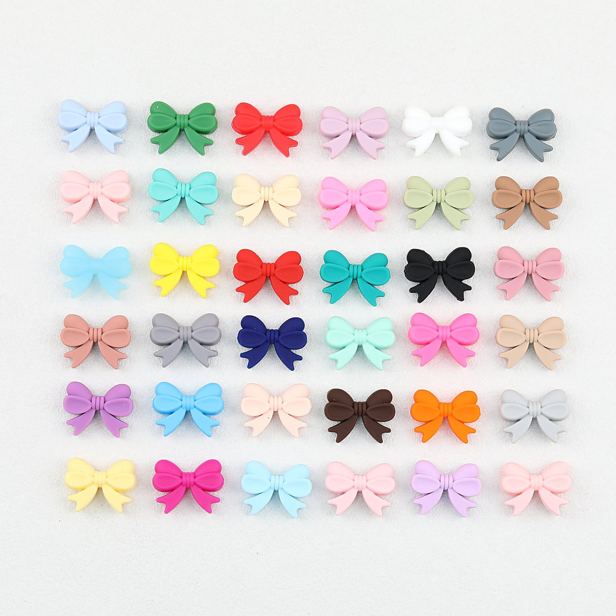 Colorful Bow Knot Horizontal Hole Silicone Beads 20pcs