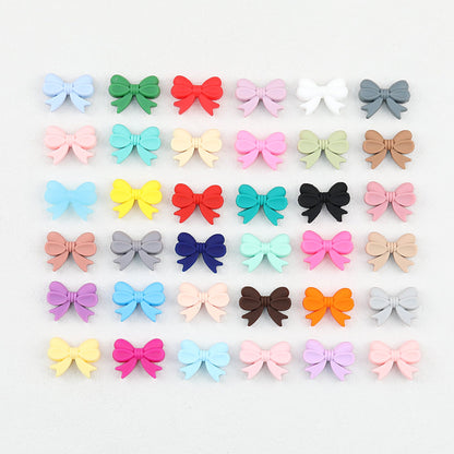 Colorful Bow Knot Horizontal Hole Silicone Beads 20pcs