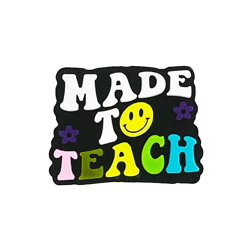 Silicone Focal Beads Made to Teach Colorful Text Smiley Face 20pcs