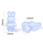 3D Bunny Glass Beads 14x24mm Translucent Pastel Mixed 30pcs 3