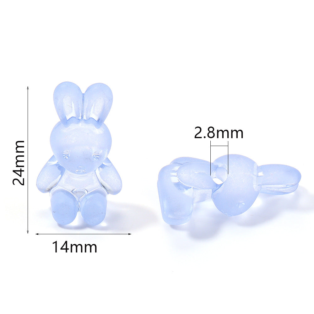 3D Bunny Glass Beads 14x24mm Translucent Pastel Mixed 30pcs 3