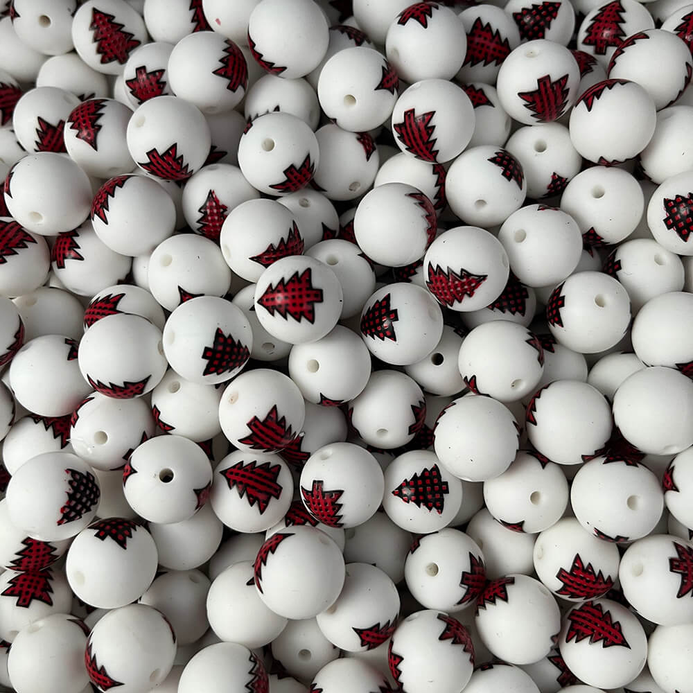 6-152# Christmas Printed Silicone beads