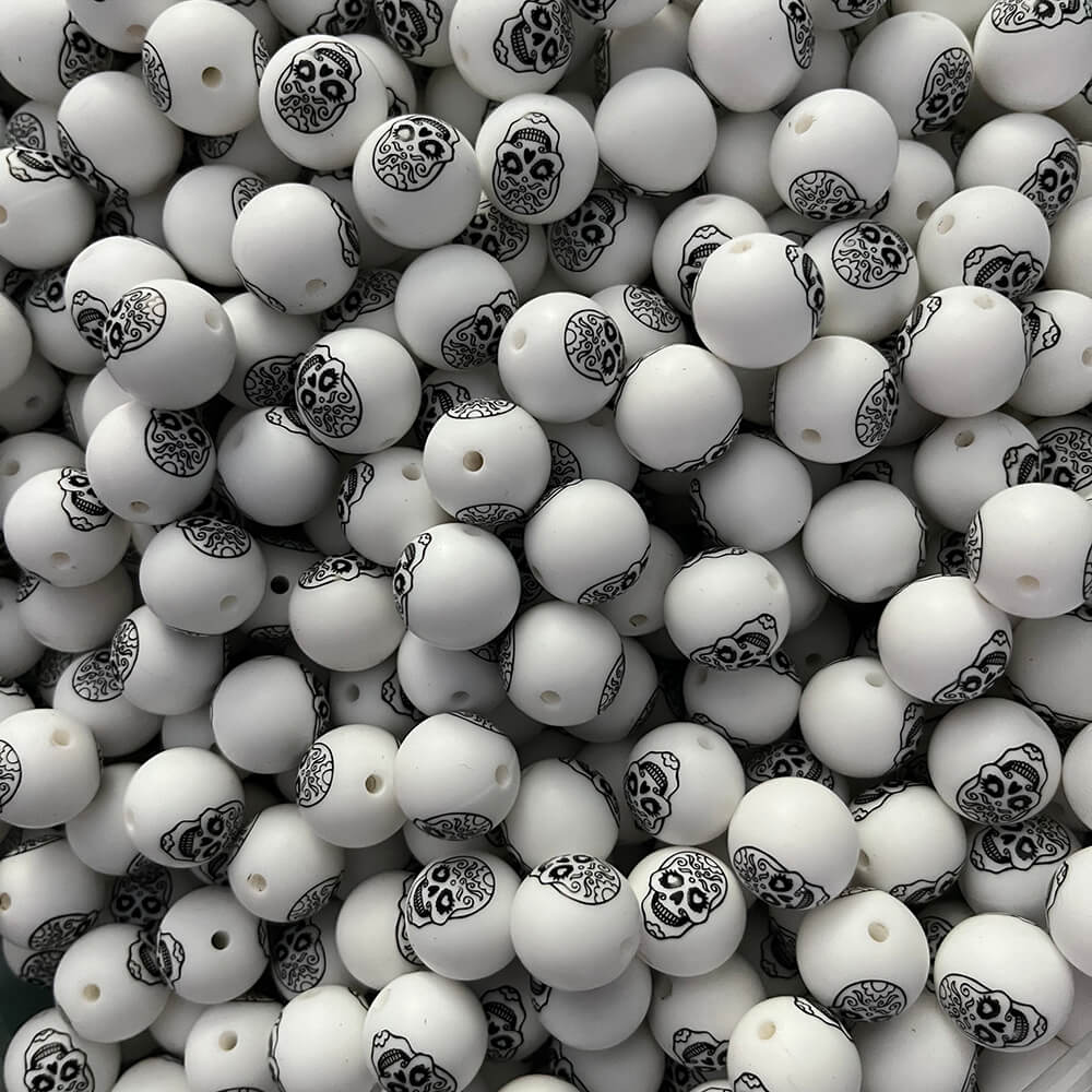 6-#379 Halloween Printed Silicone Beads