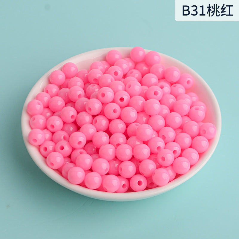Solid Color Round Acrylic Beads 8mm 100g 20