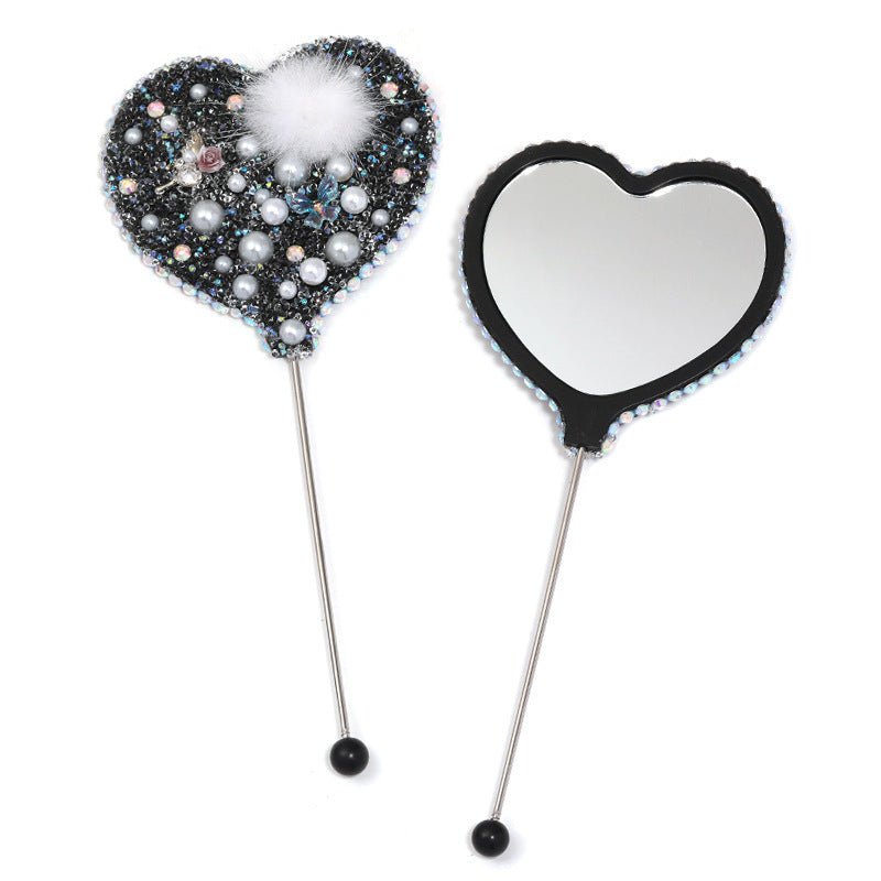 Beadable Heart Shape Handheld Makeup Mirror 20