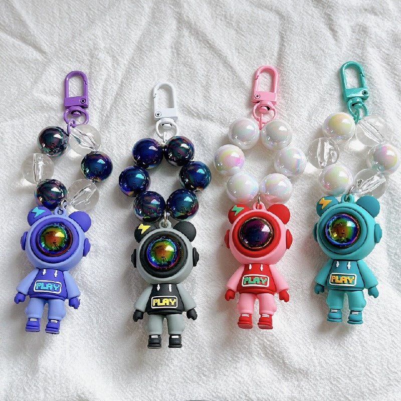Acrylic Spaceman Beaded Keychain Colorful Astronaut Charm