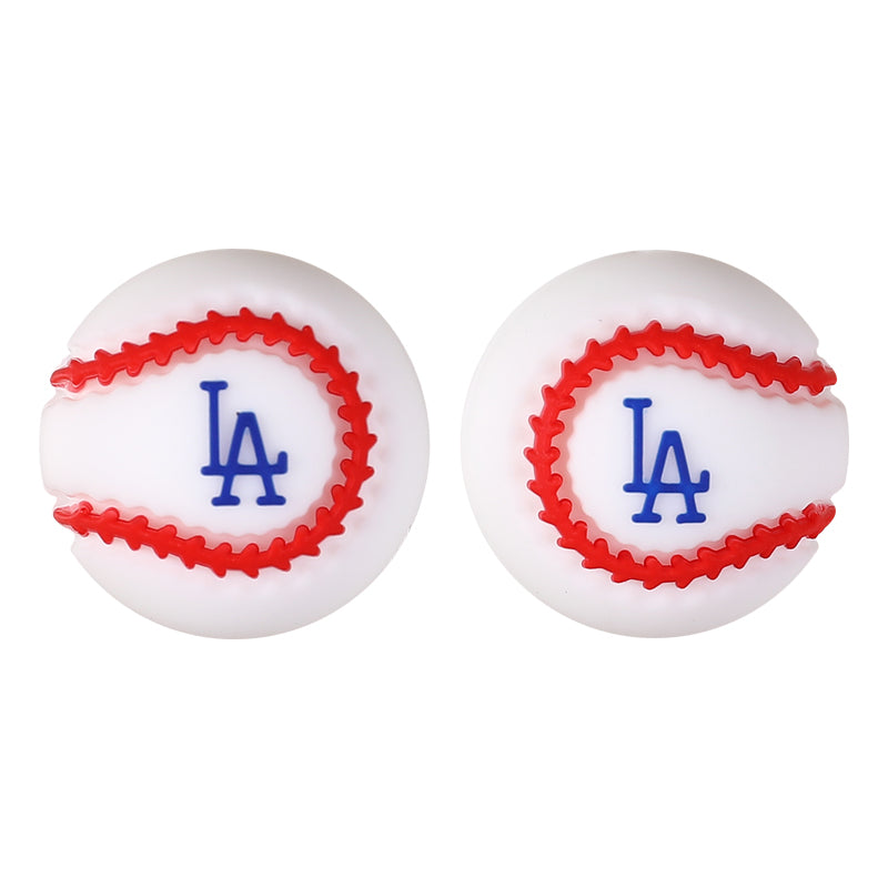 Silicone 3D Focal Beads Baseball Team Bright Red Stitches Team Initials 20pcs 10