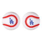 Silicone 3D Focal Beads Baseball Team Bright Red Stitches Team Initials 20pcs 10