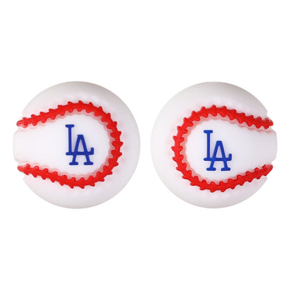 Silicone 3D Focal Beads Baseball Team Bright Red Stitches Team Initials 20pcs 10