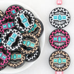  Mothe Day Round Leopard Print Silicone Focal Beads 20Pcs