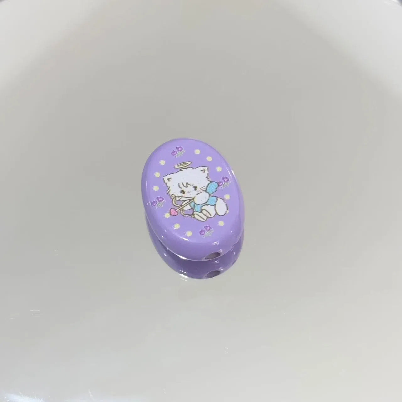 Oval Acrylic Beads 23mm Cartoon Kite Pattern Pastel Colors 10pcs 6