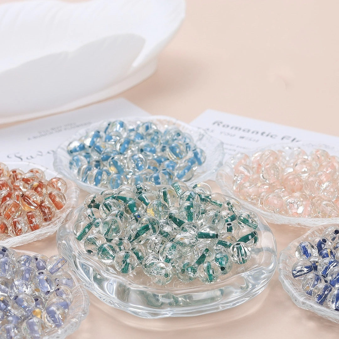 Clear Dyed Core Round Glass Beads 10mm Assorted Colors 40pcs