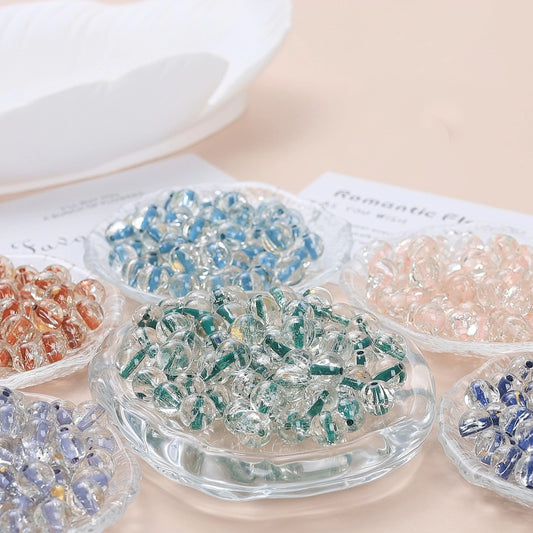 Clear Dyed Core Round Glass Beads 10mm Assorted Colors 40pcs