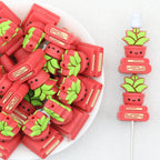 3D Book Flower Pot Silicone Focal Beads 20Pcs 