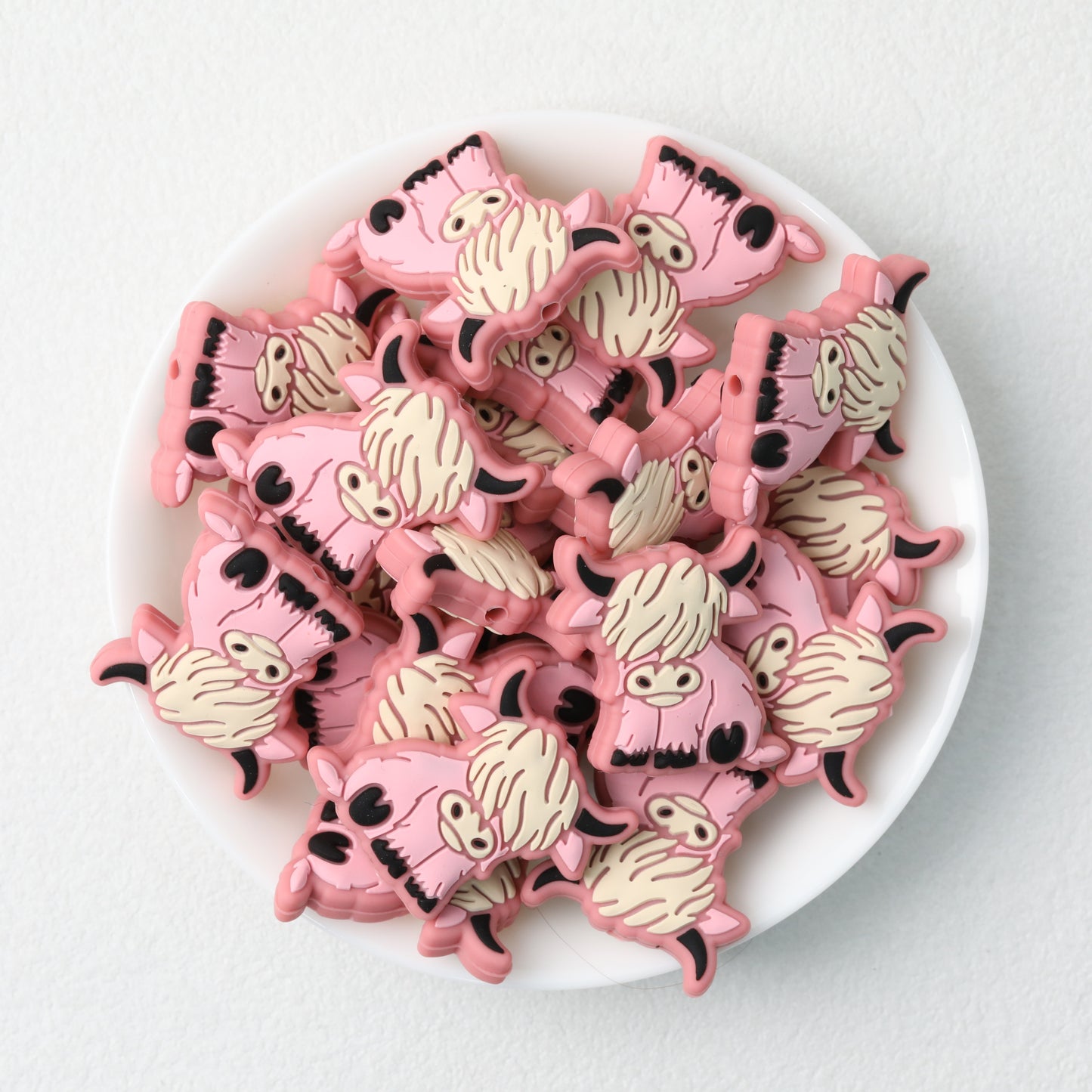Highland Cow Silicone Focal Beads Colorful 20pcs 13