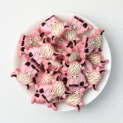 Highland Cow Silicone Focal Beads Colorful 20pcs 13