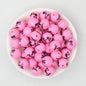 15mm Pink Barbie Print Round Silicone Beads 50pcs 3