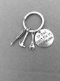 Alloy Handyman Tool Round Tag Keychain Polished Silver Metal 16