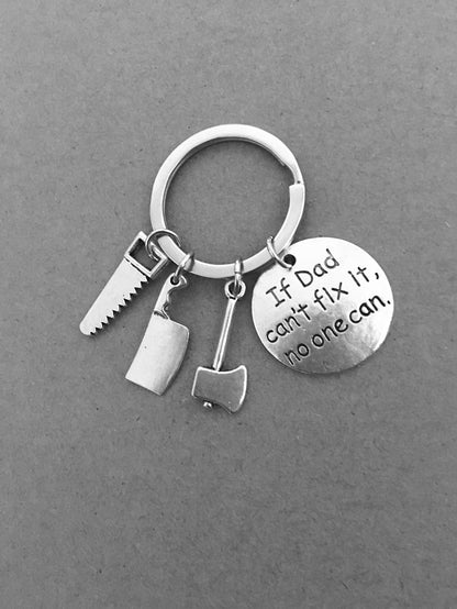 Alloy Handyman Tool Round Tag Keychain Polished Silver Metal 17