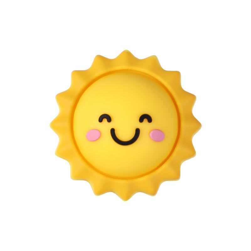 Silicone 3D Focal Beads Smiling Sun Rainbow Flowers Holding Flower Charm 20Pcs 13