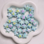 Hand-Painted Star Acrylic Beads 22mm Glossy Pastel 5pcs 9