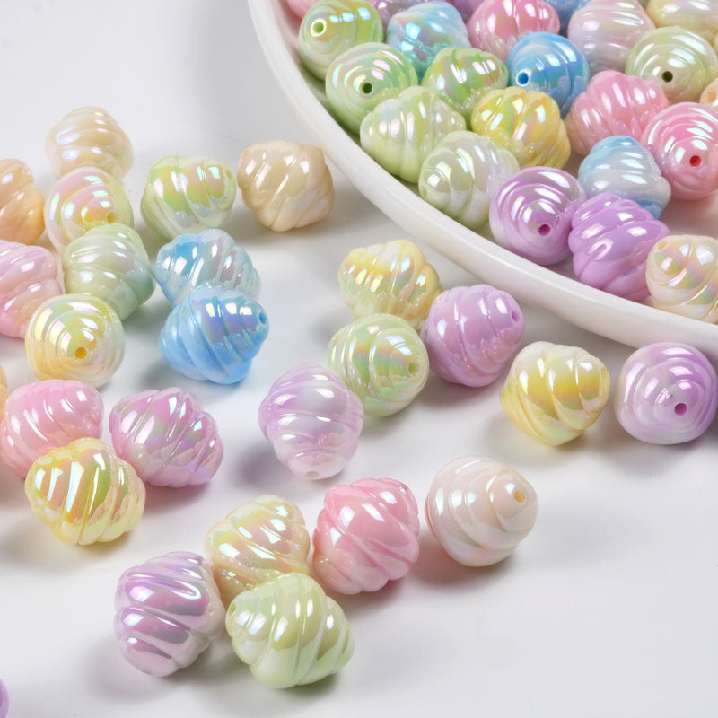 Pastel Cow Horn Wrapped Acrylic Beads 17mm Iridescent Finish 50pcs