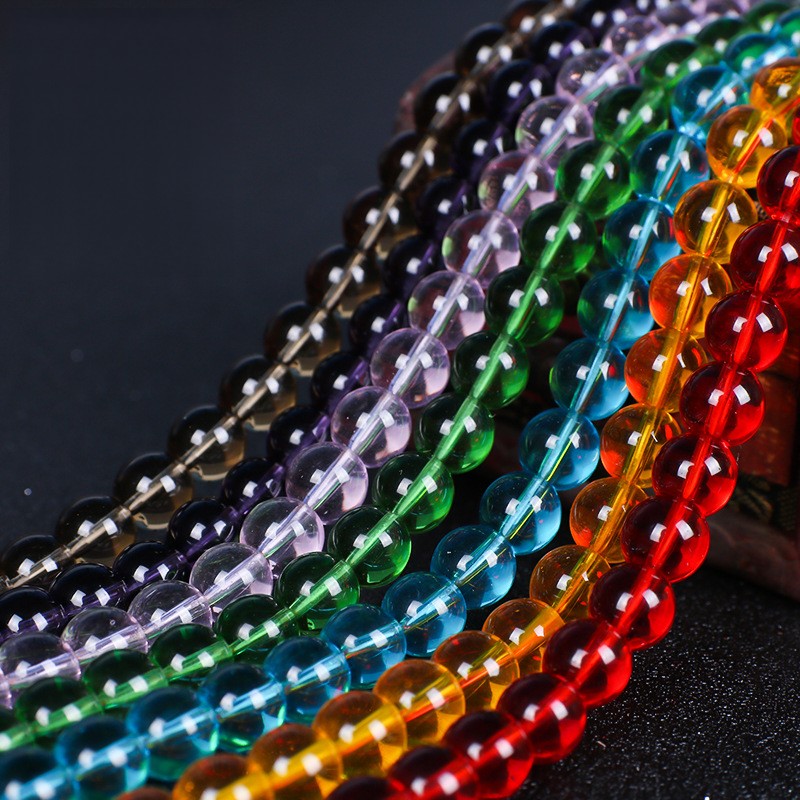 Color Transparent Glass Beads 4mm Vibrant Round Smooth 98pcs