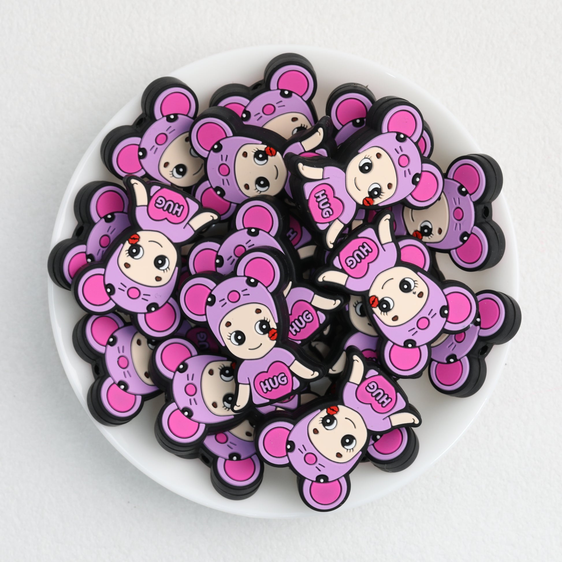 Colorful Animal Character Silicone Focal Beads 20pcs 7