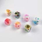 Plating Double Color Cloud Square Acrylic Beads 13.2mm 50pcs 2