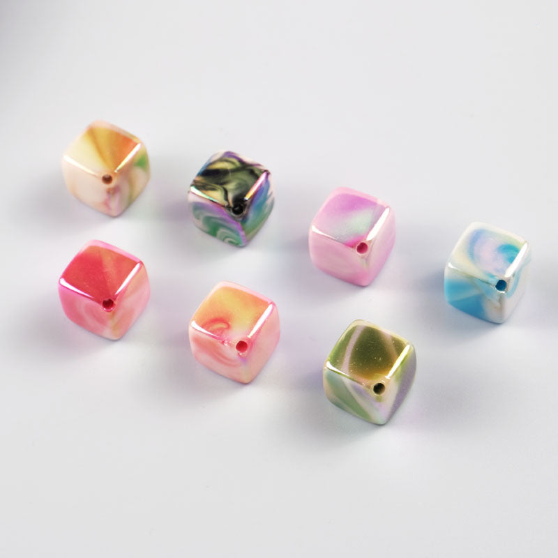 Plating Double Color Cloud Square Acrylic Beads 13.2mm 50pcs 2